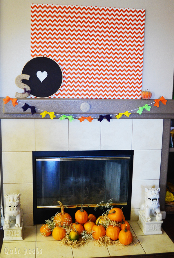 Lil Pumpkin fireplace mantle