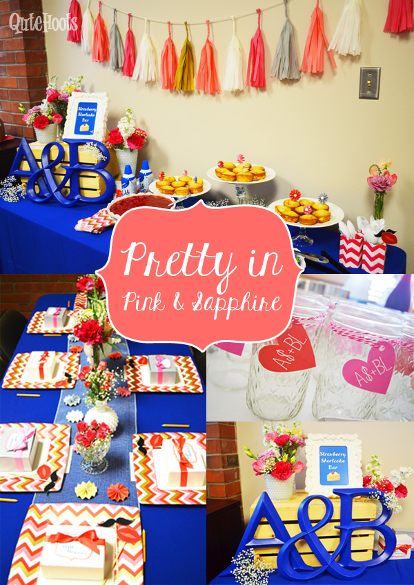 pretty in pink and sapphire bridal shower