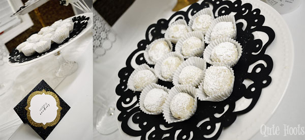 cookies black gold white spa party