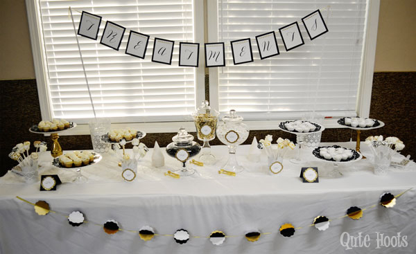 desserts black gold white spa party