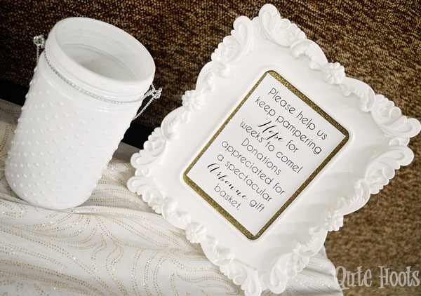 donation jar black gold white spa party