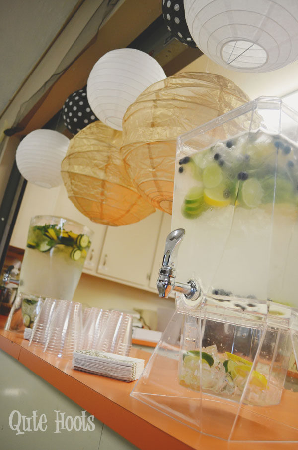 infused water black gold white spa party