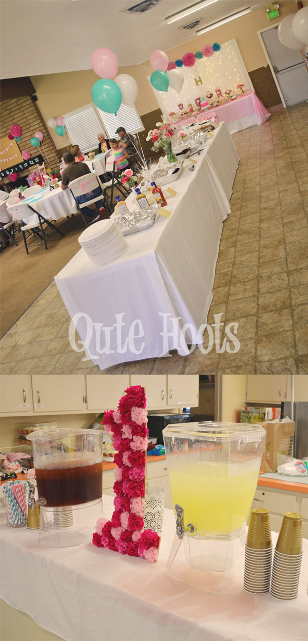 aqua gold pink food and drinks