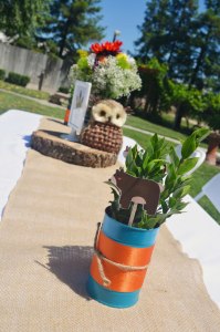 tribal woodland baby shower table decor